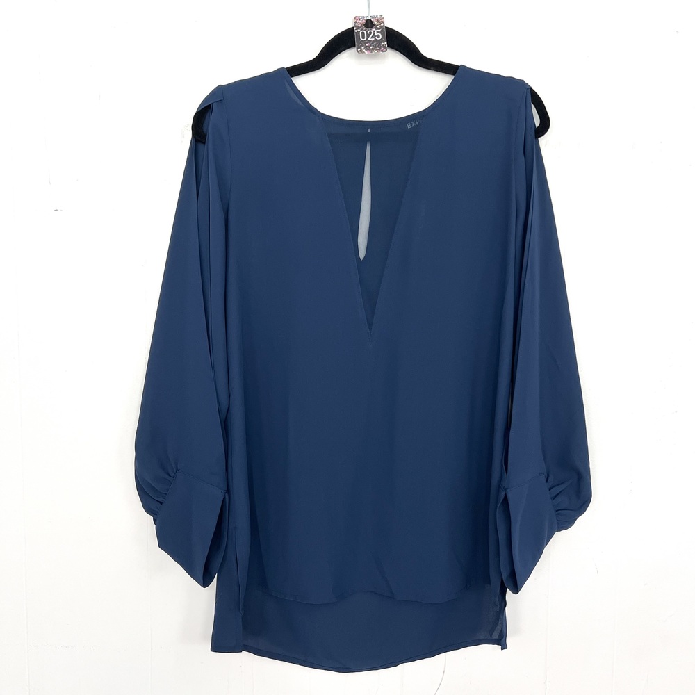 Women's Teal V-Neck Cold-Shoulder Blouse